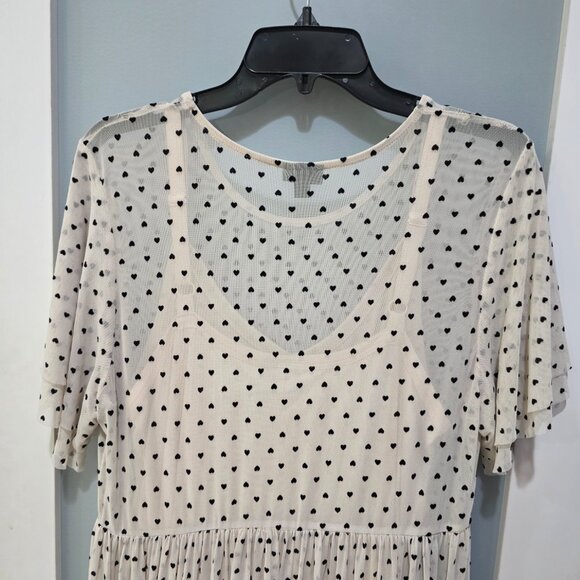 Torrid Cream Mesh Midi Dress with Black Hearts – Size 2 (18/20) - Picture 8 of 12